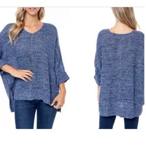 JohnPaulRichard Women's Heathered Blue V-Neck Sweater